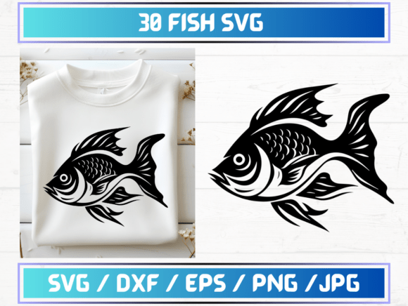 30 Fish SVG Files for Modern Graphic Templates