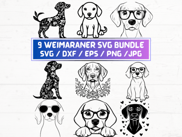 9 Weimaraner Svg File for Graphics and Crafts