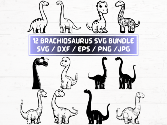 Brachiosaurus SVG Bundle: A Fresh Graphic Design Asset for Crafts