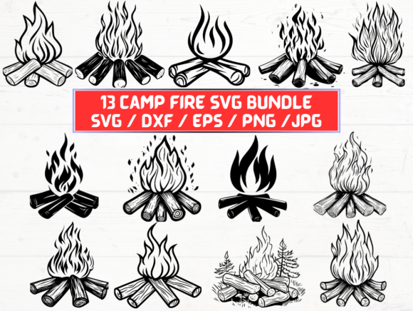 Camp Fire Laser Cut Graphics for Crafts and DIY