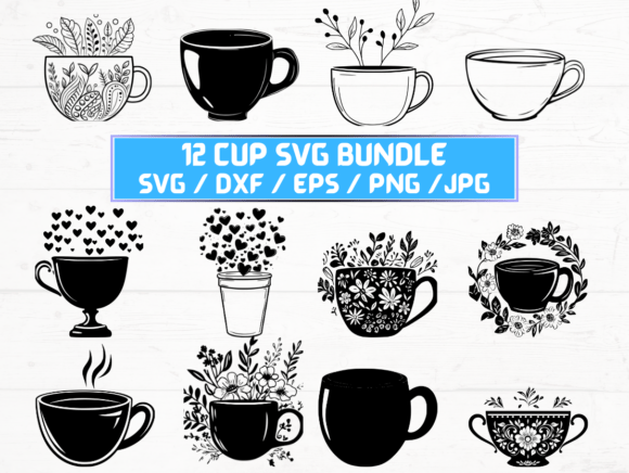 Cup Silhouette Svg Pack for Graphics and Crafts