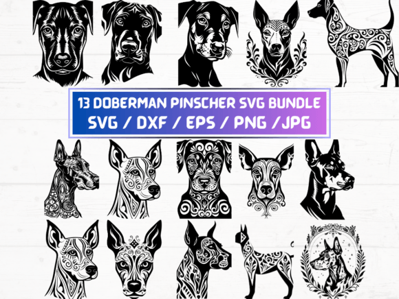 Doberman Pinscher Dog Svg Bundle for Graphics & Crafts