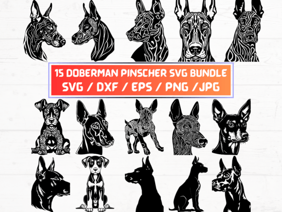 Doberman Pinscher SVG, DXF, EPS, PNG for Graphics and Crafts