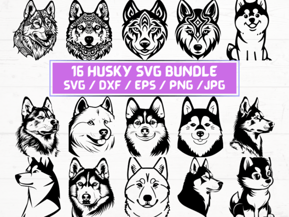 Husky Dog Svg, DXF, EPS, JPG, PNG for Crafts and Graphics