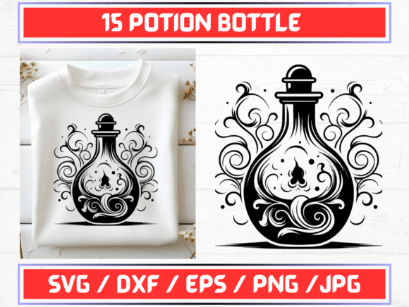 Potion Bottle SVG. DXF. EPS. JPG. PNG Graphics for Brands