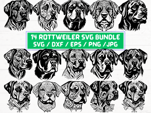 Rottweiler Dog SVG, DXF, EPS, JPG, PNG Graphics for Crafts