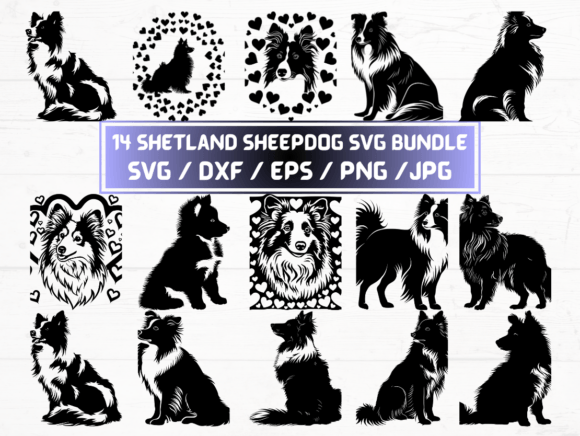 Shetland Sheepdog SVG, DXF, EPS, PNG for Crafts and Graphics