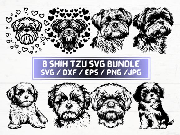 Shih Tzu SVG, DXF, EPS, JPG, PNG for Crafts and Graphics