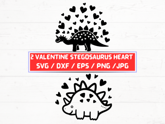 Valentine Stegosaurus Heart SVG for Crafts and Graphics