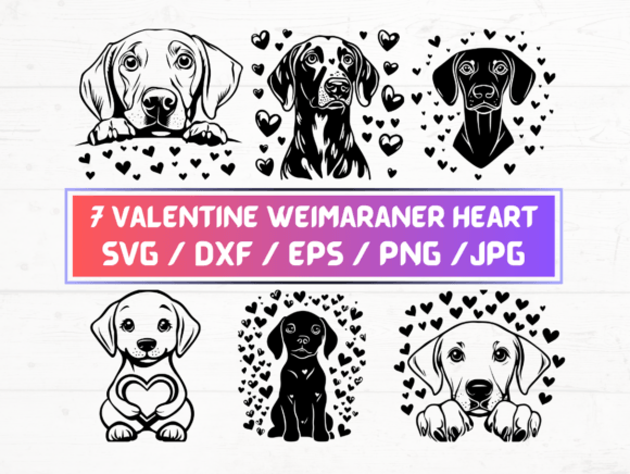 Valentines Weimaraner Heart SVG for Crafts and Graphics