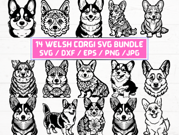 Welsh Corgi Dog SVG, DXF, EPS, JPG, PNG Graphics for Crafts